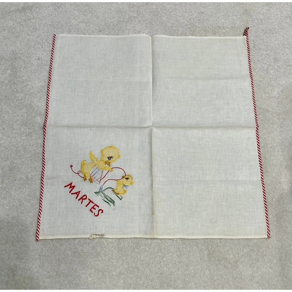 Vintage Mexican Days Of The Week Embroidered Tea Towels Set Of 7 Hecho En Mexico